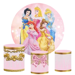 Disney Princess Party Background Decors Round Customized Backdrop Children's Birthday Decoration Wedding Banner