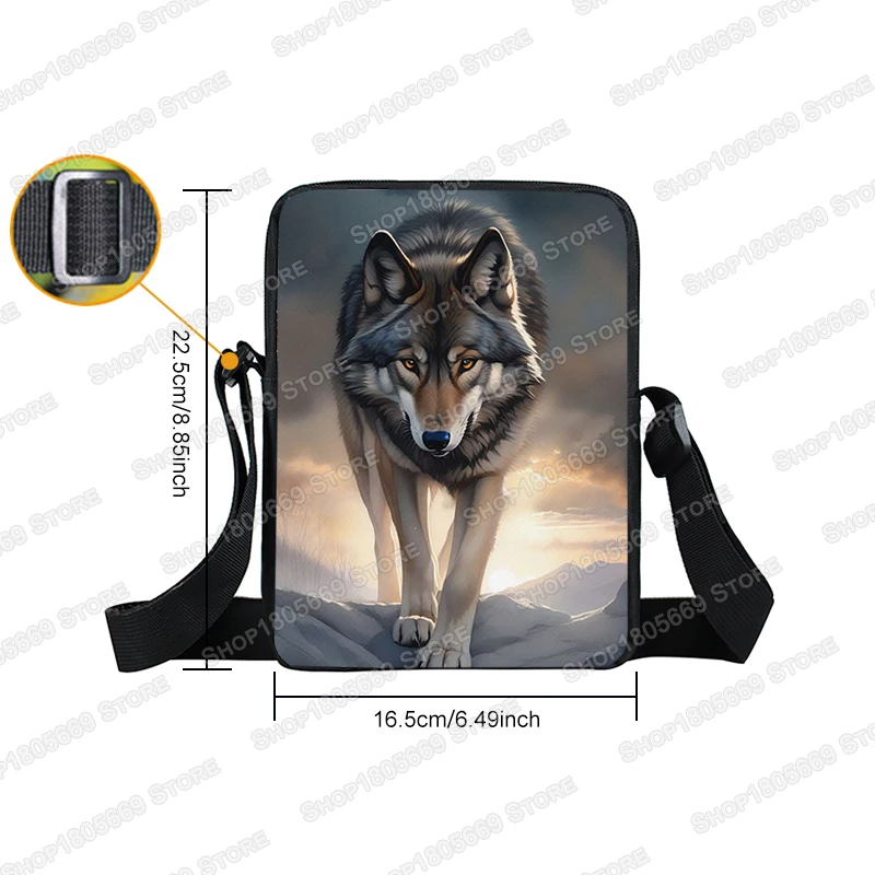 Winter Wolf Shoulder Bag Women Handbag Teenager Howling Wolf Messenger Bags Hip Hop Crossbody Bag for Travel Satchel