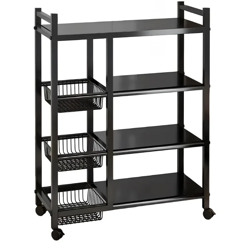 New Metal Shelf 4-Tier Storage Rack with Wheels Utility Rack Shelf Basket for Kitchen Bathroom Organizer 92*32*108cm