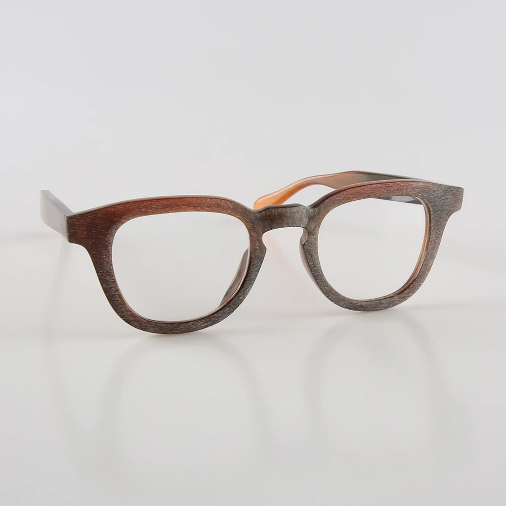 Eyeglass Frames Uniquer Handmade Light Coffee Horn Prescription Man Glasses Frames Vintage Rough Oversize Optical Lenses Eyewea