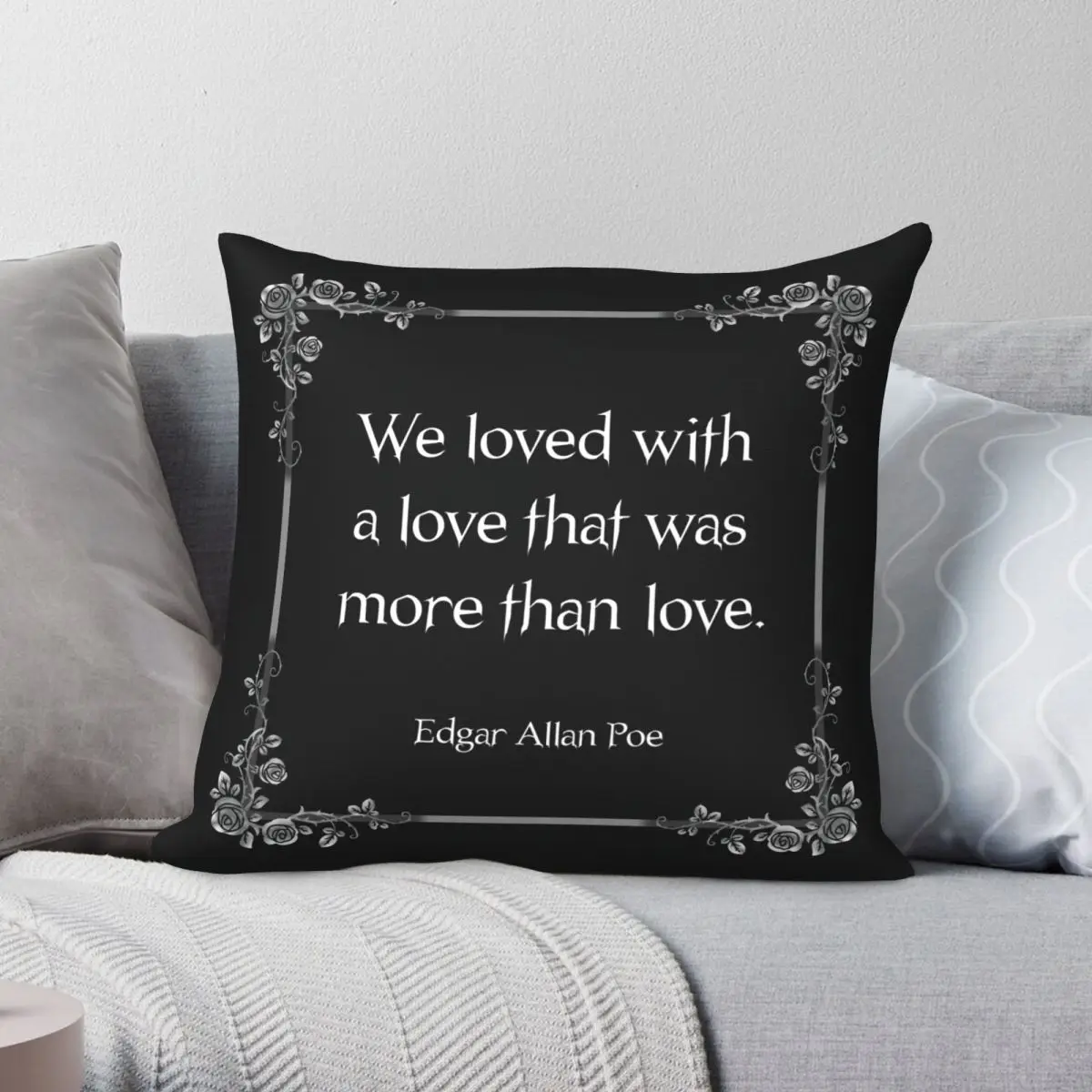 Edgar Allan Poe Annabel Lee Quote Pillowcase Polyester Linen Velvet Pattern Zip Decor Pillow Case Bed Cushion Cover 18