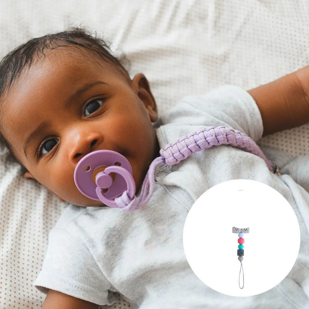 

Премиальная силиконовая пустышка-прорезыватель для младенцев с радужным дизайном, бусинами и клипсой-держателем