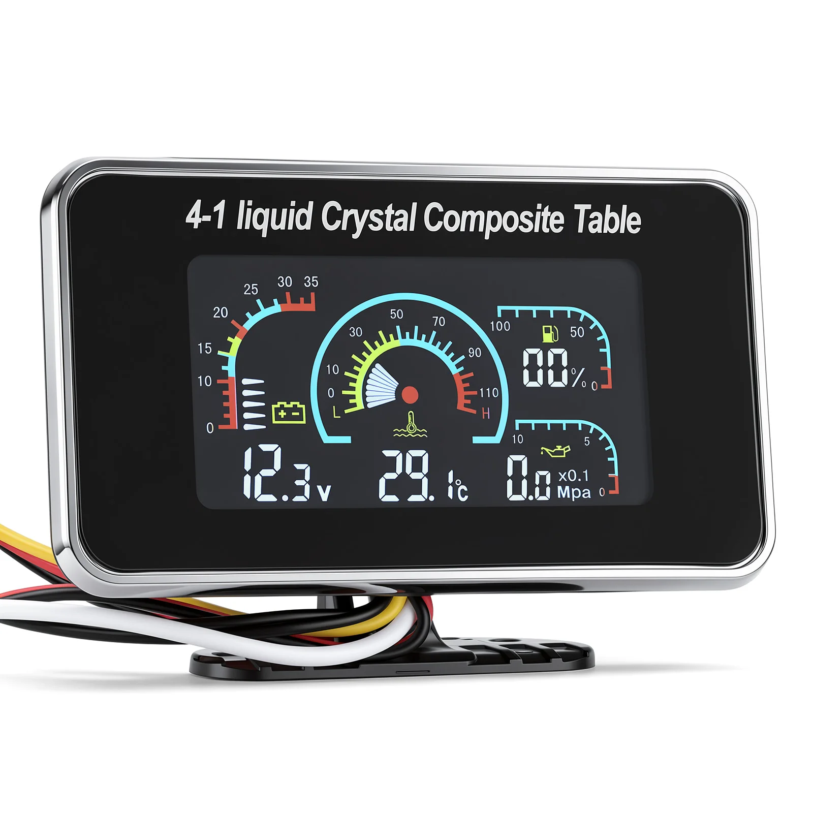 4-in-1-LCD-Auto, digital, Wassertemperatur, Öldruck, Voltmeter, Volt, Kraftstoffanzeige, Alarmanzeige mit 100–575 mm Sensor – Detail 16