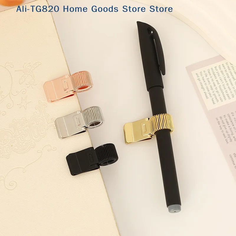 

[TG820]Metal Pen Clip With Spring Creative Gold Retro Spring Clip Student Pen Clip For Notebooks School
