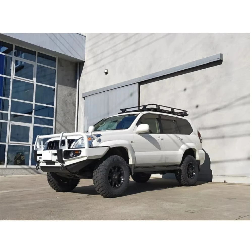 المصد الأمامي Land Cruiser Prado 120 للطرق الوعرة مع طين فولاذي مثبت على ونش باللون الأسود #2