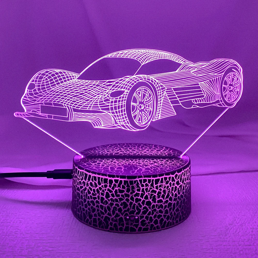 

New Sport Car 3d Illusion Lamp for Child Bedroom Decor Nightlight Color Changing Atmosphere Event Prize Led Night Light Supercar