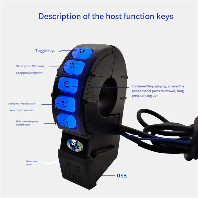 Pop 12V Motorcycle And Car Bluetooth Sound System With Waterproof Subwoofer And Wristband Interface, Phone Answering Feature