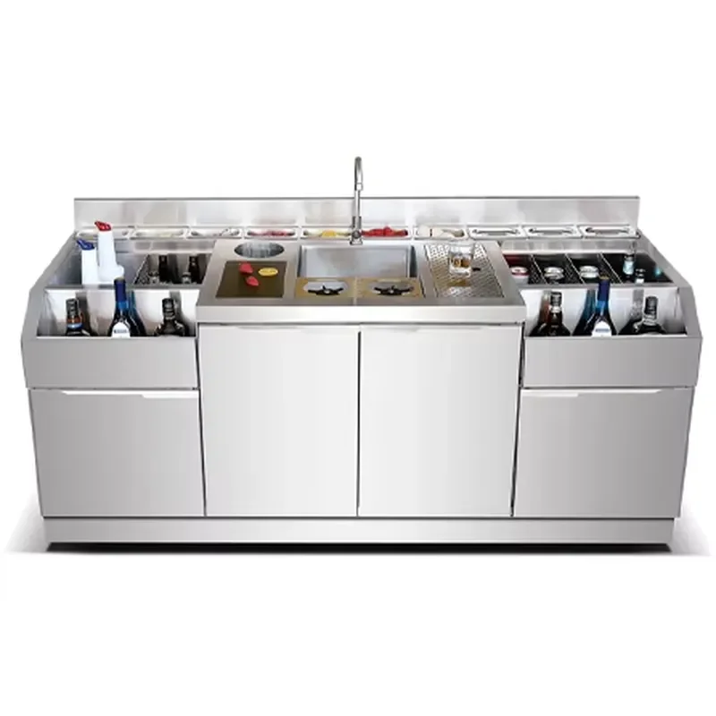 for Stainless Steel Cocktail Station Bar Workstation Bartender Prep Table Commercial Restaurant Cafe Equipment Western Style