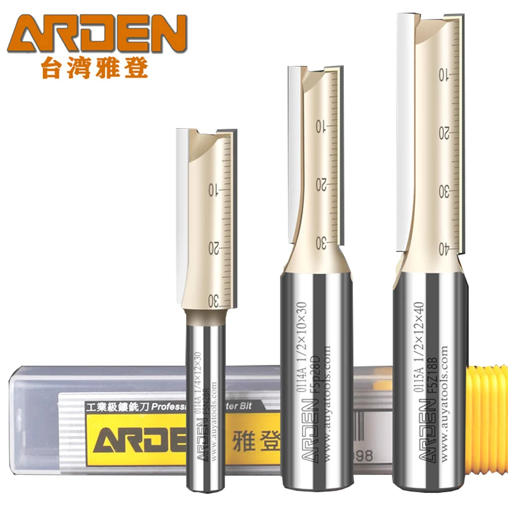 ARDEN Metric 1/4 1/2 Inch Shank Straight Router Bit 2 Flute 3-25mm Cutting Diameter Carbide Slotted Cutting Carving for Wood MDF