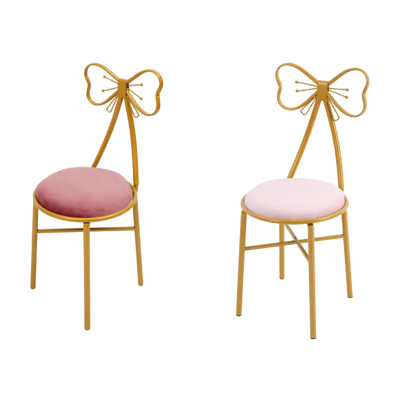 Chaise de maquillage avec cadre en fer doré, coussin en flanelle, capacité de charge de 100 kg, pieds antidérapants, chaise de salle à manger, chaise de coiffeuse pour chambre, salon, café
