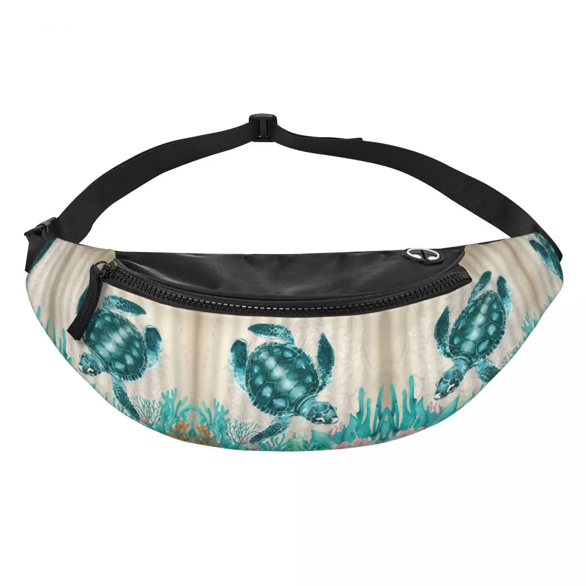 Custom Cool Ocean Sea Turtle Fanny Pack for Running Women Men Crossbody Waist Bag Phone Money Pouch