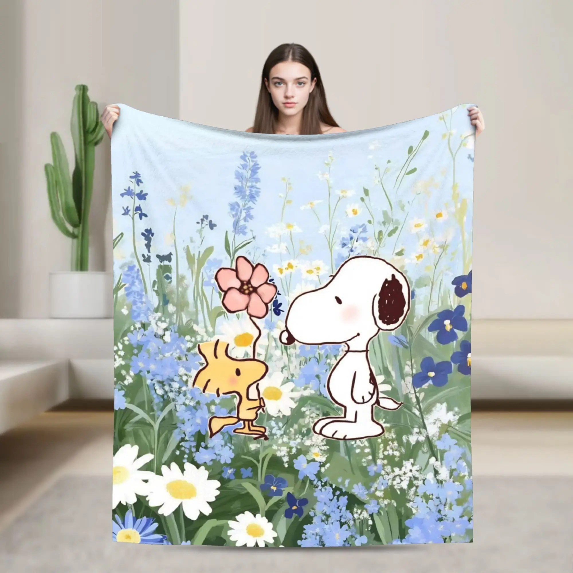 Cartoon Cute S-Snoopys Blankets  Flannel Novelty Warm Throw Blankets for Home Restaurant Summer