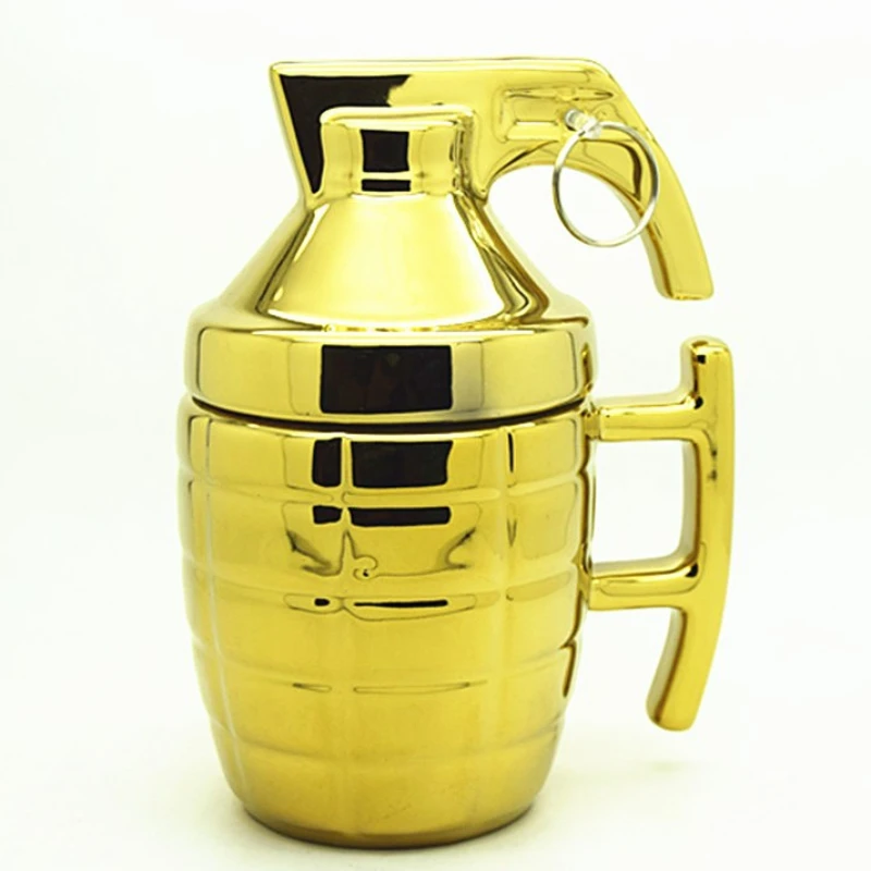 Creative personality funny grenade water with cover coffee  ceramic mine cup mug decoration