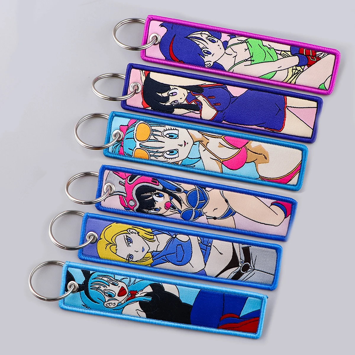 Anime Cartoon Kawaii Girl Vintage Key Fobs ricamo portachiavi portachiavi moto Anime accessori Cosplay