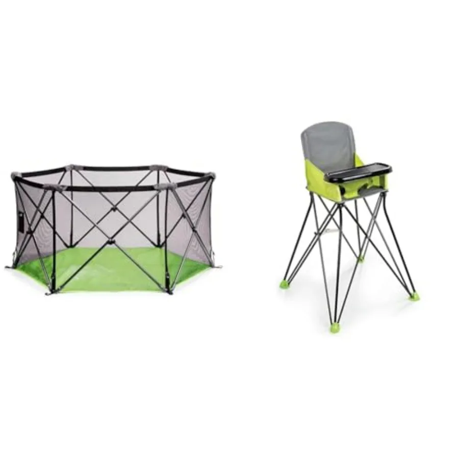 Lightweight Portable Playard and High Chair Bundle for Indoor Outdoor Use Compact and Versatile Solution for Travel Home and Fa