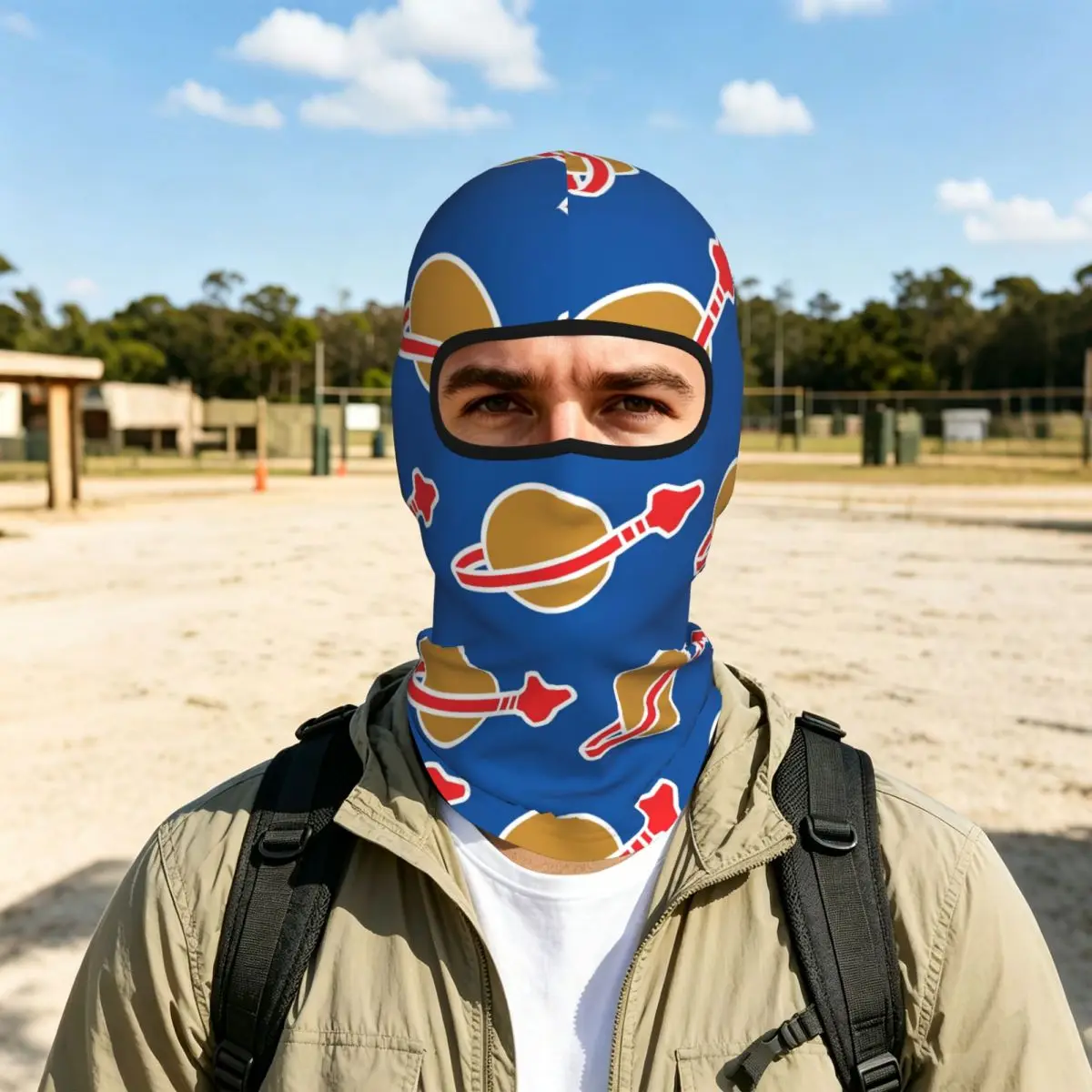 Classic Space Log Breathable Thin Balaclava Full Face Mask Sun Protection Neck Gaiter For Motorcycle Cycling
