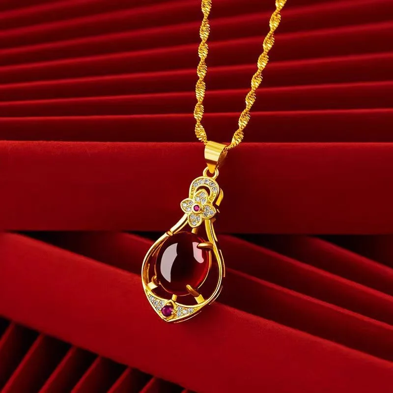 999 Vietnamese Sand Gold Pendant Necklace, Luxury Anti-fade Clavicle Chain, Elegant Jewelry Gift for Women Girlfriend