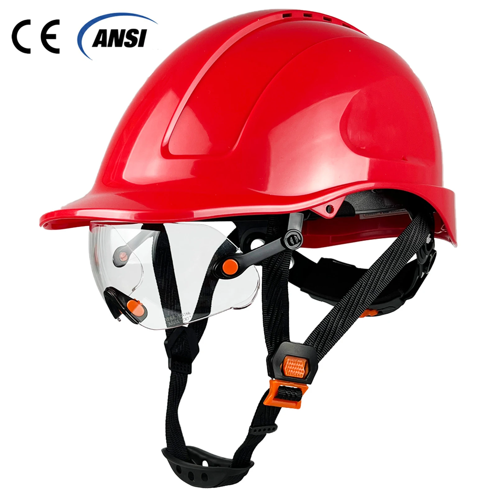 CE Safety Helmet with Visor for Men, Breathable ABS, Industrial Head Protection, Lightweight Construction Hard Hat, ANSI