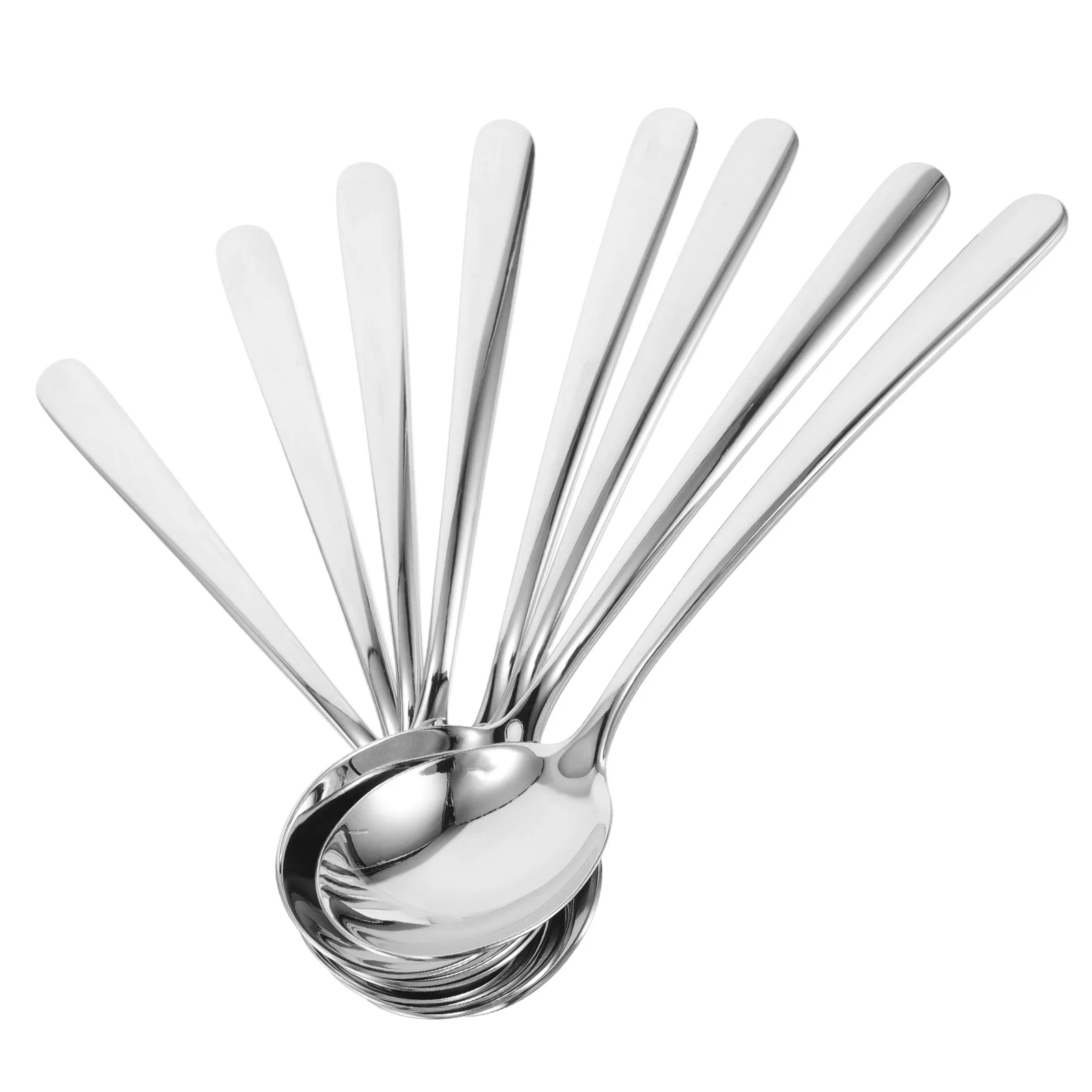 

8pcs Stainless Steel Soup Spoons Large Round Head Dishwasher Safe For Serving Rice Asian Home Kitchen Restaurant Silverware