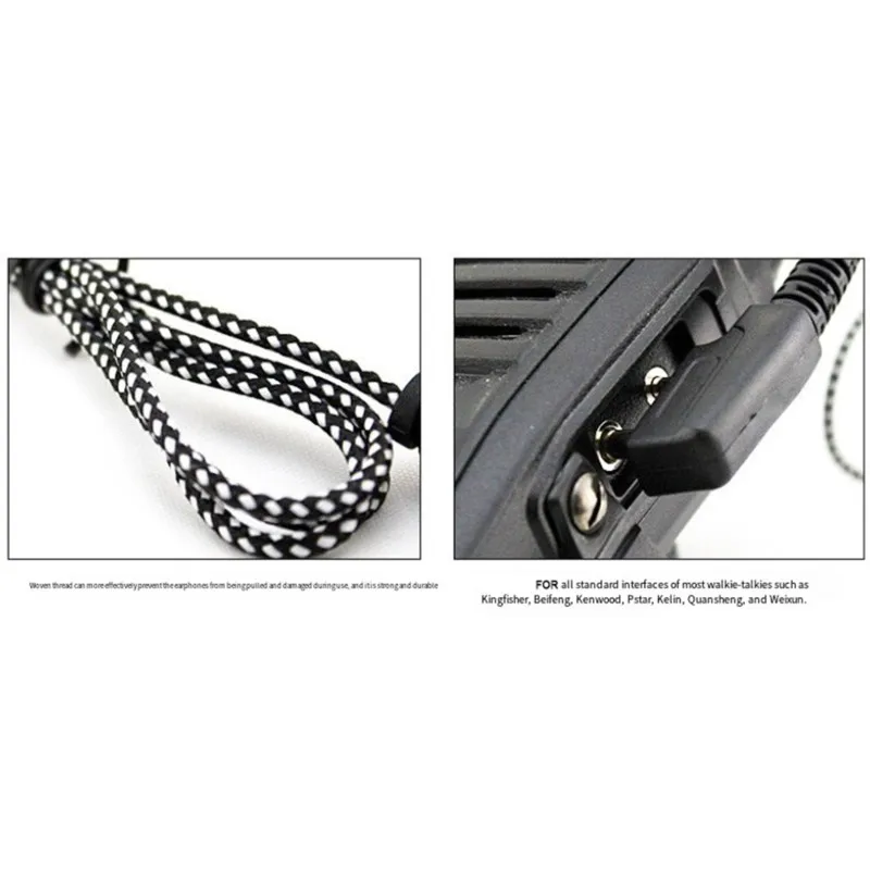 Y44A Broadcast Radio Headset Noise-Canceling Microphone Ear Hook with Silk Coating for Baofeng for Kenwood