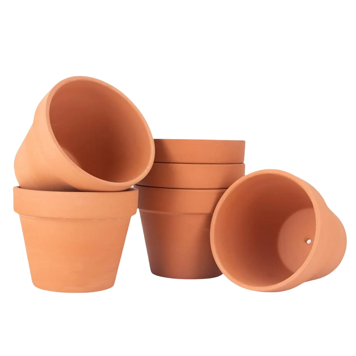 6pcs 4 inch Terracotta Pots Flower Pots Clay Pottery Planter With Drainage Hole Cactus Succulent Plant Nursery Pots For Plants,