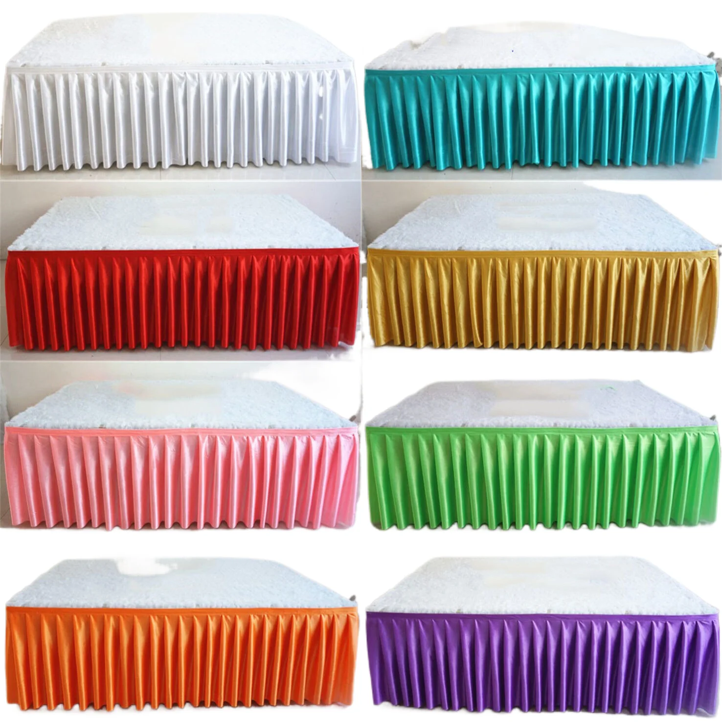 

Baby shower table skirt wedding party banquet stage ice silk chiffon table skirt for table cloth table skirting for birthday