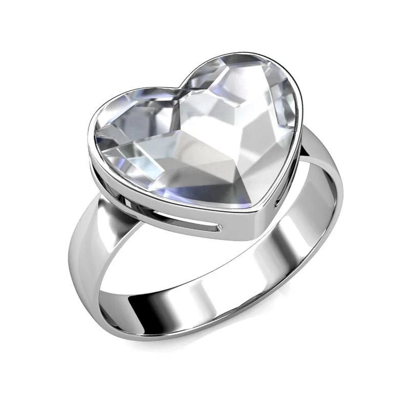 

Daisini Stylish Women Rings Bling Heart Design Embellished with Swarovski Crystals Quality Brass 18k White Gold Plated Jewelry