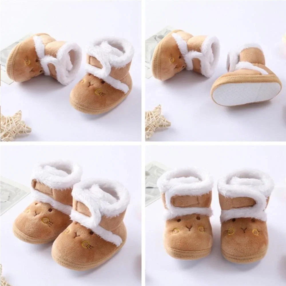 Winter Warm Coral Fleece Boots Cartoon Cotton Crib Shoes Newborn Baby Anti-Slip Snow Boots 0-18 Months view 3