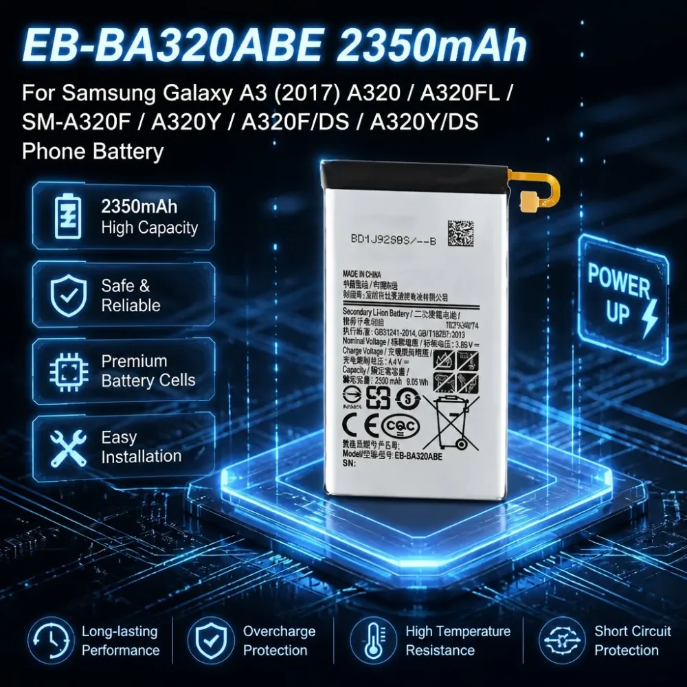 

EB-BA320ABE 2350mAh Battery For Samsung Galaxy A3 2017 A320 SM-A320F A320Y Replacement Battery + Free Tools