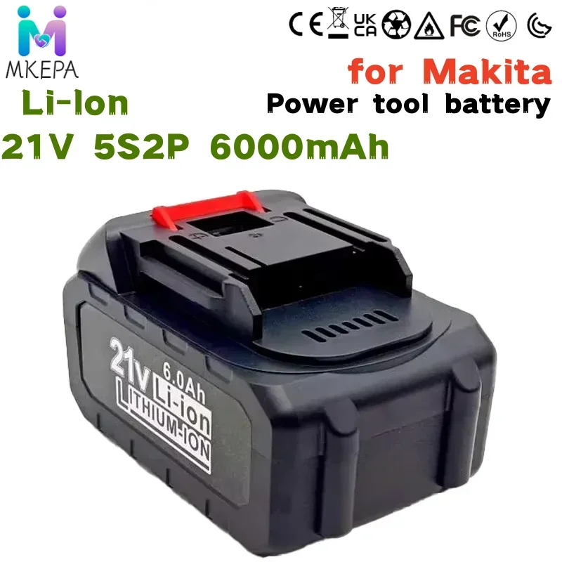 21V 6.0Ah 18650 lithium-ion tool battery, high current, high discharge suitable for replacing screwdrivers/drills in Makita