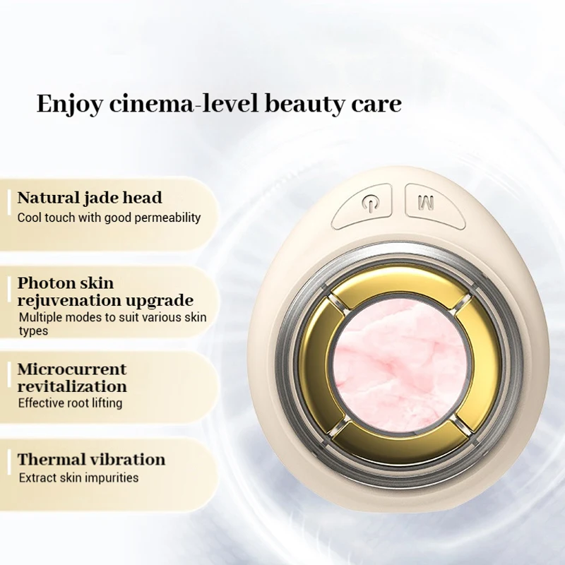 Skin Care Beauty Instrument Micro Current Vibration Light Emitting Diode Light Therapy Heated EMS Facial Massager