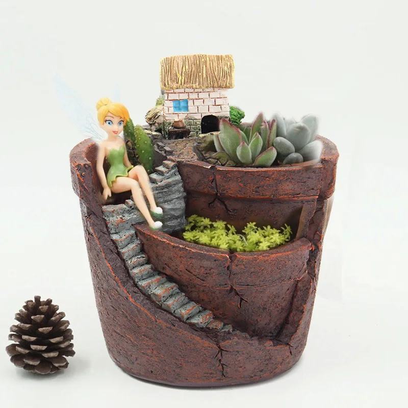 Nordic Creative Hanging Garden Mini Succulent Planter Resin Flower Pot Micro Landscape Decor For Home Balcony Gift