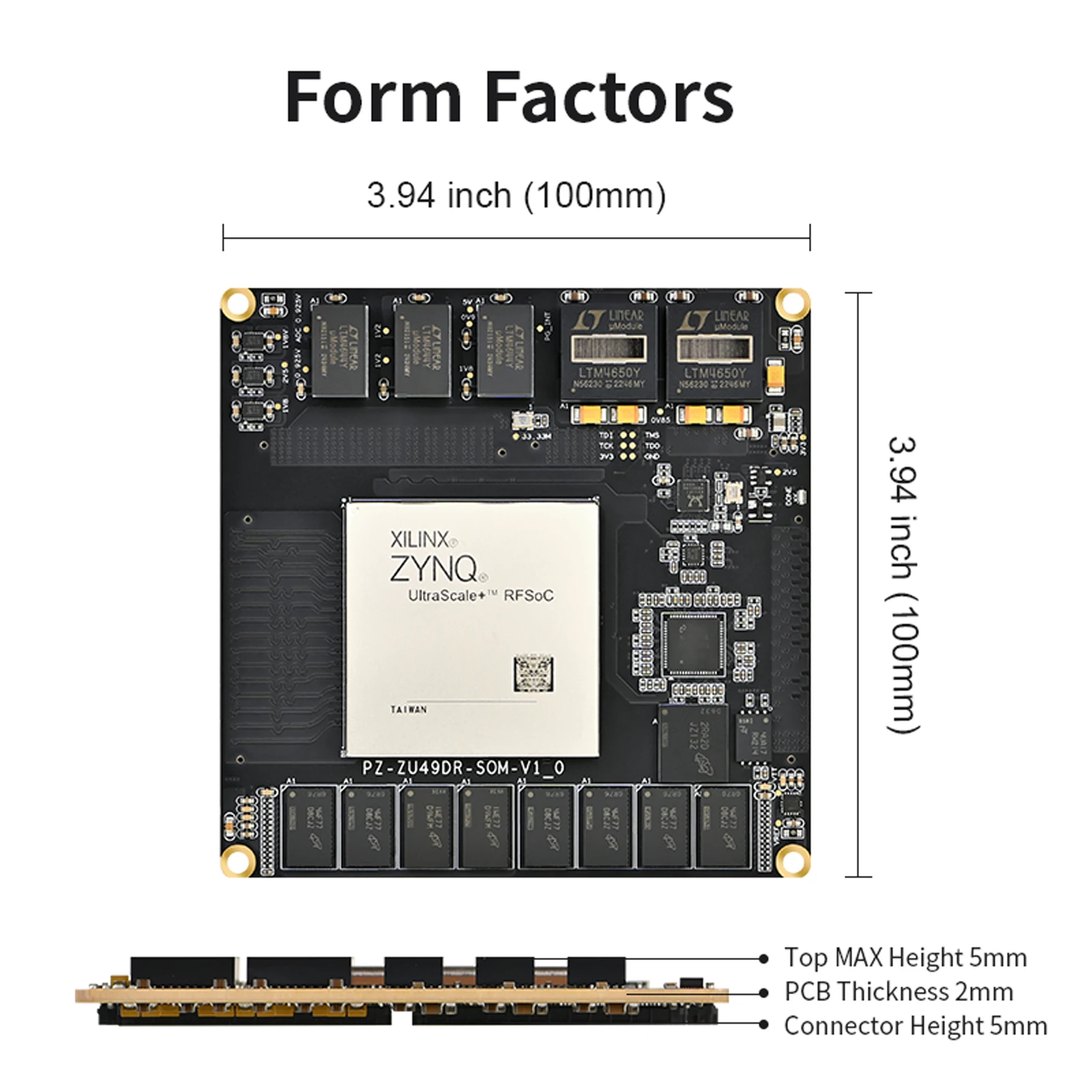 Puzhi PZ-ZU49DR-SOM FPGA Core Board Xilinx ZYNQ UltraScale + RFSOC XCZU49DR Grau Industrial ADC 14bit 2.5Gsps DAC 14bit 9.85Gsps