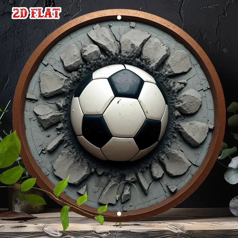 CIFBUY 2D Flat Soccer Wall Decor Crushed Concrete Style Waterproof Durable Aluminum Wall Art For Home Kitchen Garden Bathroom