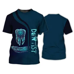 Camiseta 3D com estampa de dentes masculina, camiseta diária, moda manga curta, streetwear casual, roupas masculinas, camiseta tops, verão, 2024