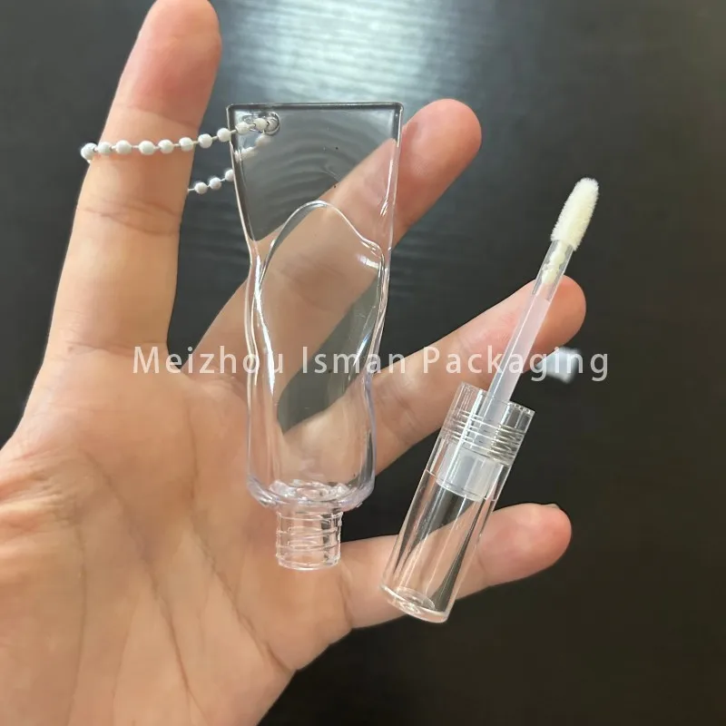 50Pcs 빈 귀여운 모든 명확한 치약 모양 립글로스 컨테이너 메이크업 아이스 큐브 립글로스 포장 튜브 키 체인 구멍 2ml