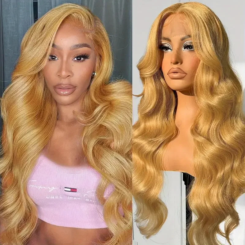 

Honey Blonde Transparent Lace Front Wig Human Hair 13x4 Blonde Body Wave Lace Front Wig 180 Density 27 Wig Human Hair Pre Pluck