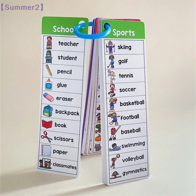 Kindergarten Primary School English Vocabulary Season Weather Animal Daily Character Vocabulary Flashcard Teaching Aids〔Sum2〕