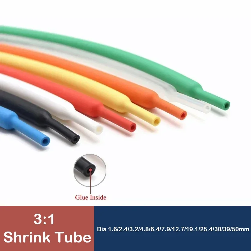 

3/10M 3:1 heat shrink tube Inner diameter 1.6~50mm Quick repair wire insulated flame retardant cable protective cover