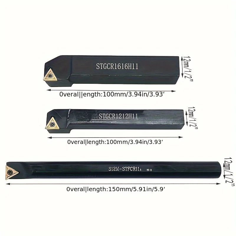 

S12M-STFCR11 + STGCR1212H11 + STGCR1616H11 Держатели инструментов с 3 вставками TCMT11 — высокоточный токарный набор с ЧПУ