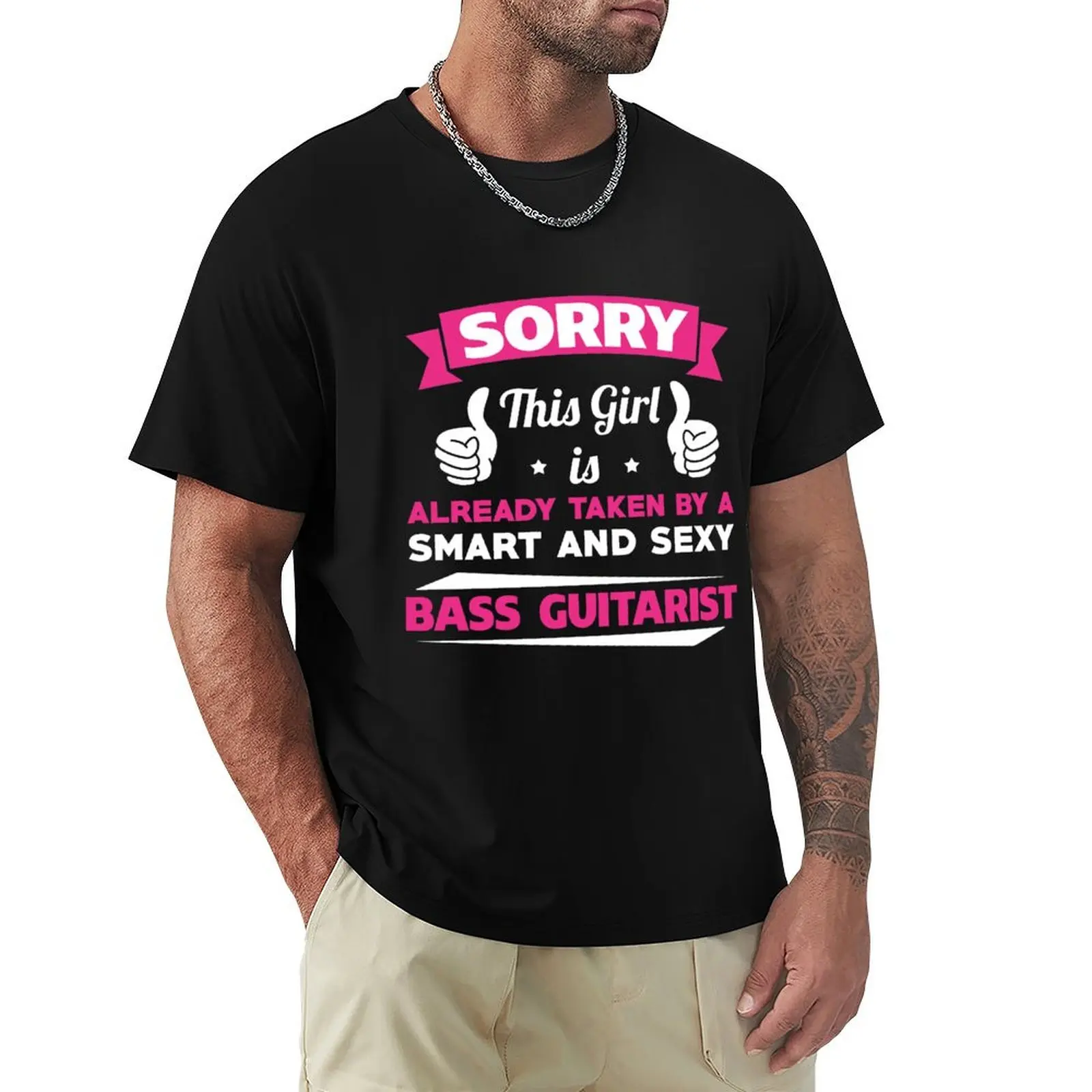 This Girl Is Already Taken By A Smart & Sexy Bass Guitarist Funny Band Gift T-Shirt Soft Basic Cotton Short Sleeve Tee