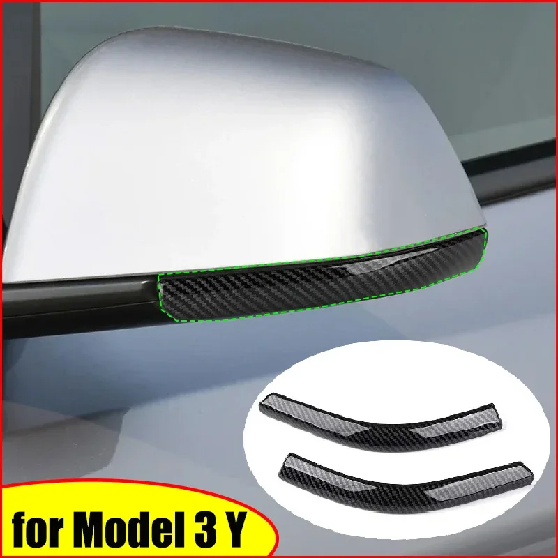 

For Tesla Model Y Juniper 2025 Model 3 Highland 2024 ABS Rearview Mirror Anti-collision Strips Trim Anti-scratch Sticker Covers