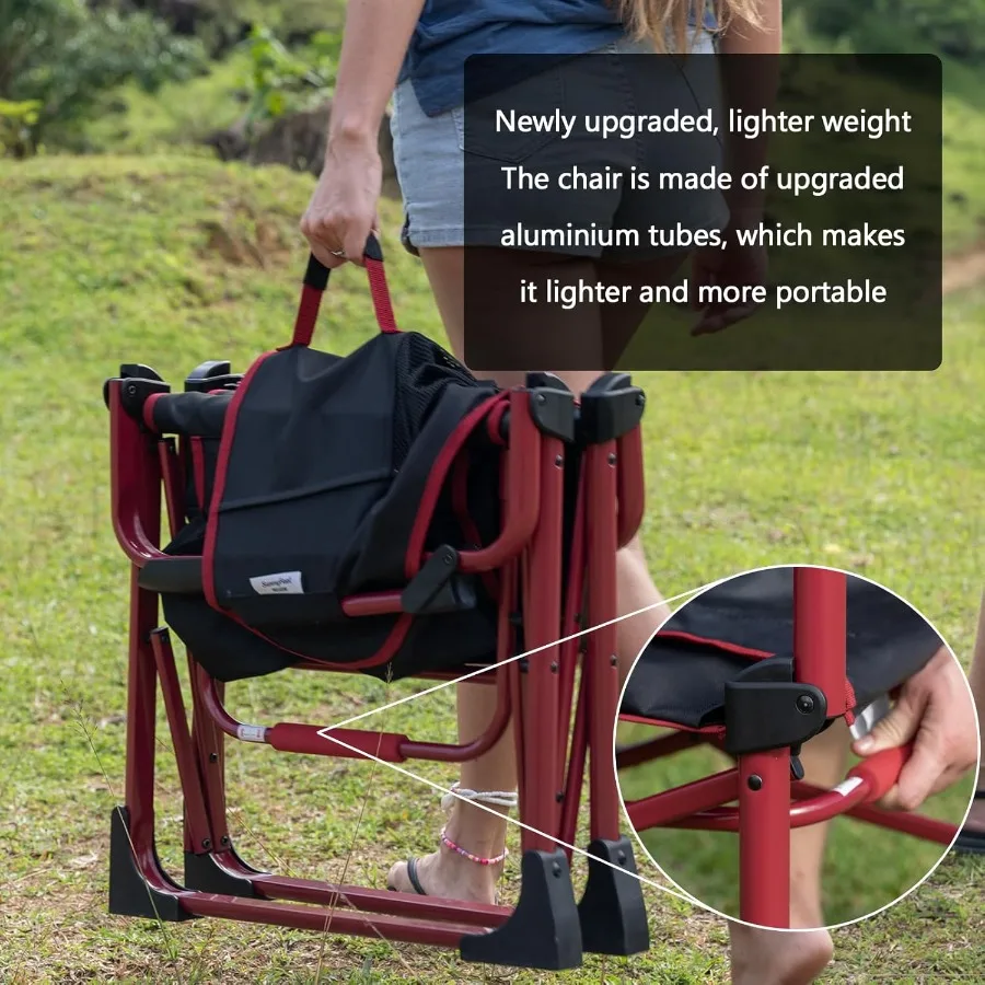 كرسي قابل للطي محمول كبير الحجم من الألومنيوم مع جيب جانبي وطاولة جانبية قابلة للتعديل لرحلة صيد الأسماك على الشاطئ وحفلات الحديقة #5
