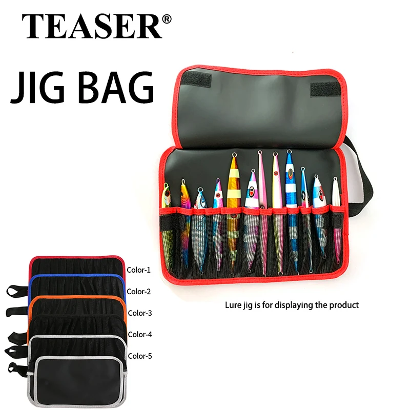TEASER JIGBAG Rollende Angelködertasche, Tragbare Wasserdichte Faltbare Angelködertasche, Aufbewahrungstasche für Eisenplatten und Bleifische