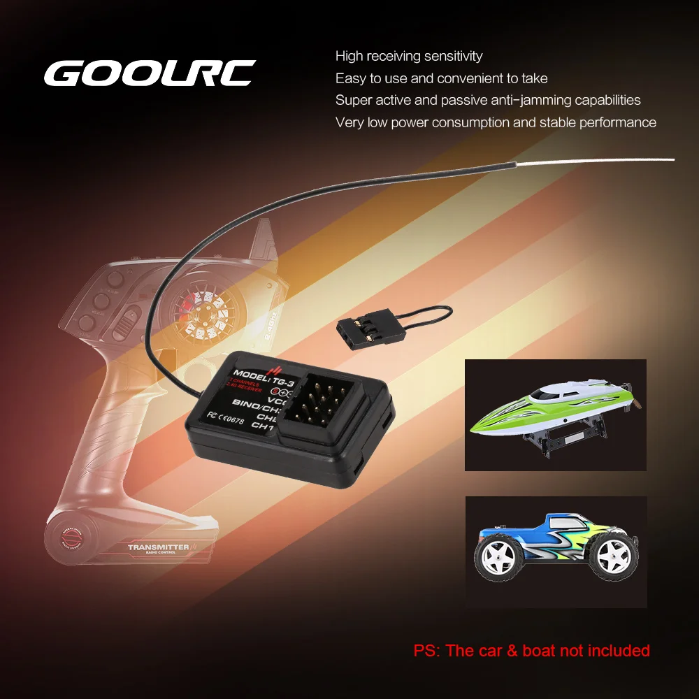 GoolRC TG-3 2.4G 3CH RC Car Boat Receiver for GoolRC TG3 AUSTAR AX5S Transmitter