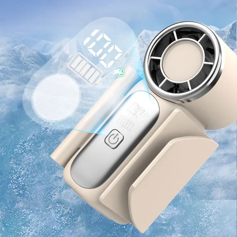 

Mini USB Rechargeable Handheld Fan Ultra Quiet Digital Display Small Electric Fan Powerful Wind for Concert Travel OfficeCooling