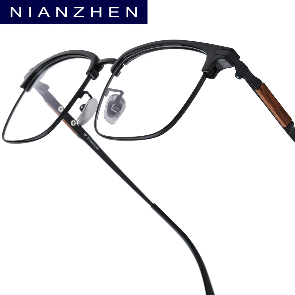 NIANZHEN TR90 Alloy Eyeglasses Frame Men Square Brand Design Glasses Women Ultralight-Weight Eyewear Vintage Spectacles 88079