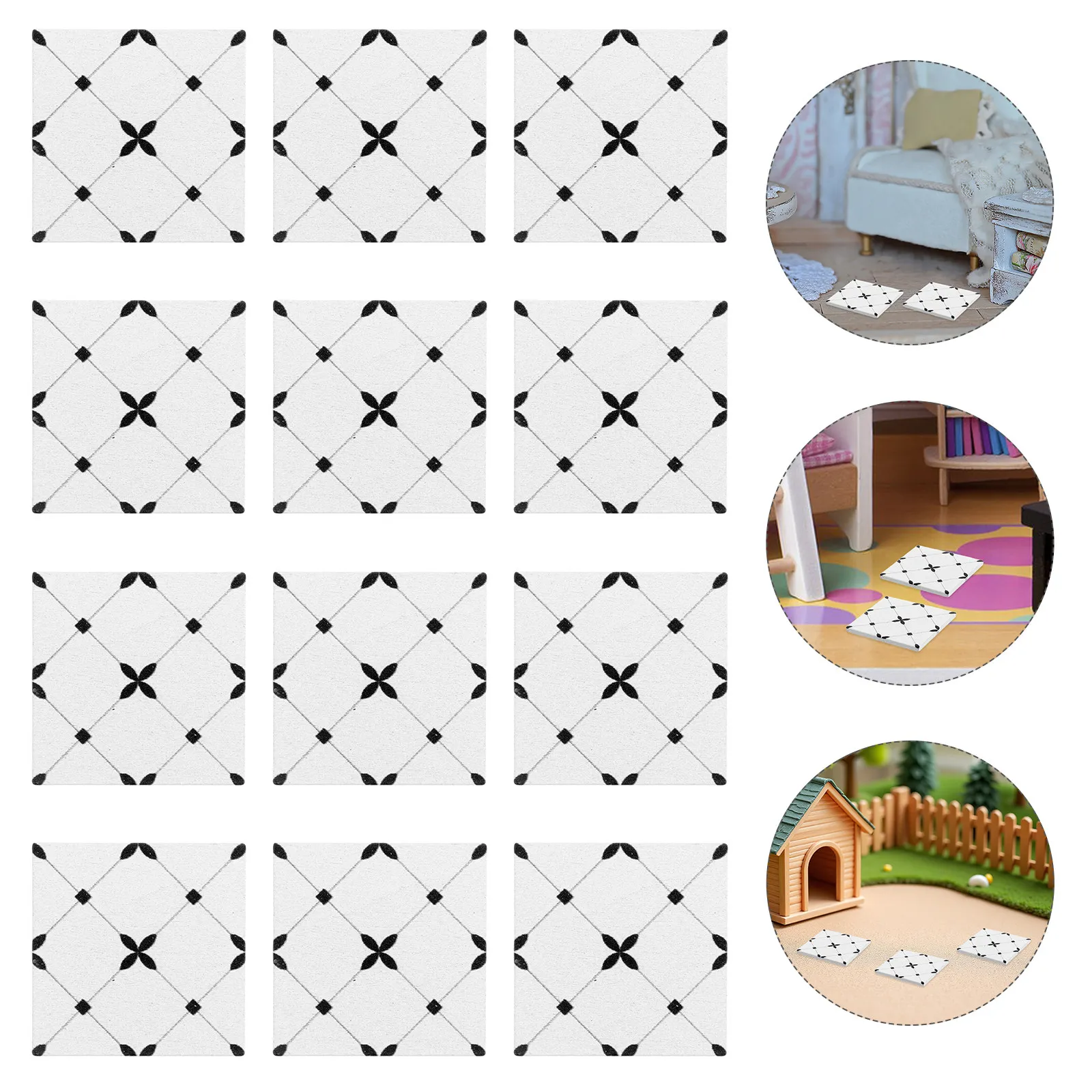 50Pcs Miniature Dollhouse Flooring Wood Planks Vintage Solid Wood Floor Tiles for 1 12 Scale Mini House DIY Building Creative