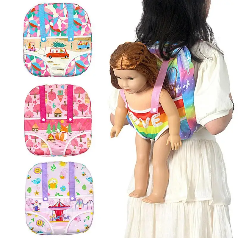 Reborn Doll Backpack Plush Doll Front/Back Carrier With Straps for 12 To 18 Inch Dolls Bag Children Birthday Christmas Gifts