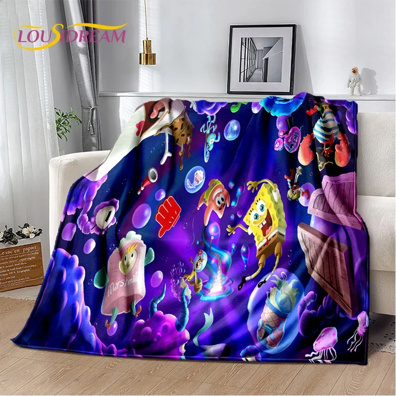 Cartoon Funny S-SpongeBob Patrick Star Soft Plush Blanket,Flannel Blanket Throw Blanket for Living Room Bedroom Bed Sofa Picnic